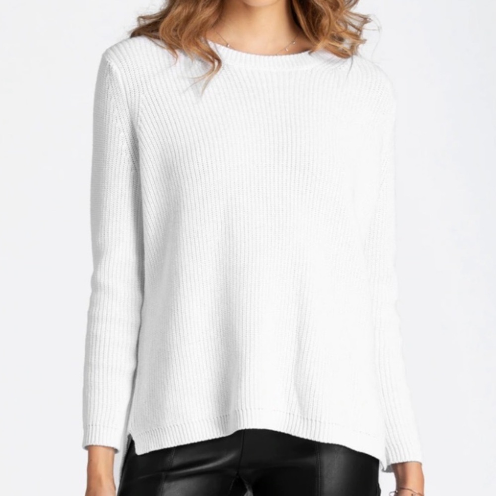 525 American White Emma Shaker Sweater Size Medium - Picture 2 of 6